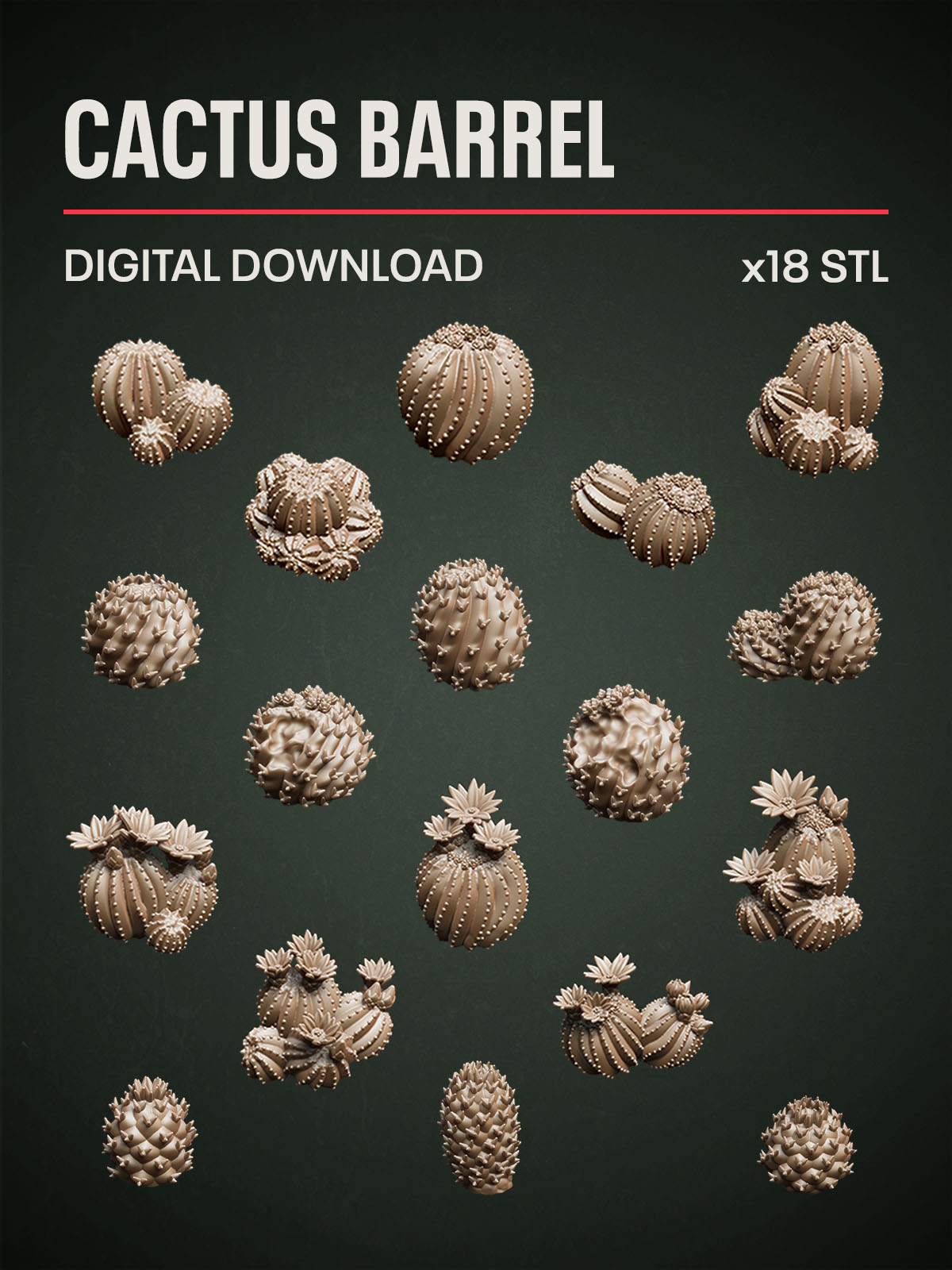 Digital Download - Cactus Barrel STL