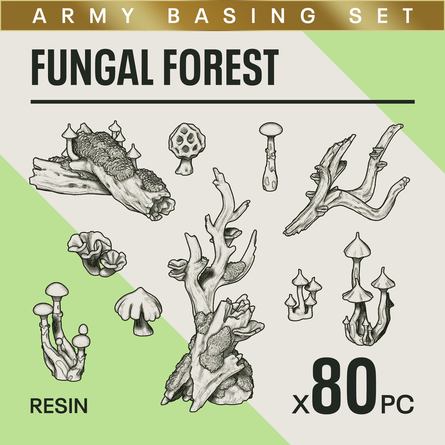 FUNGAL FOREST - Resin Miniature Basing Set (80pc)