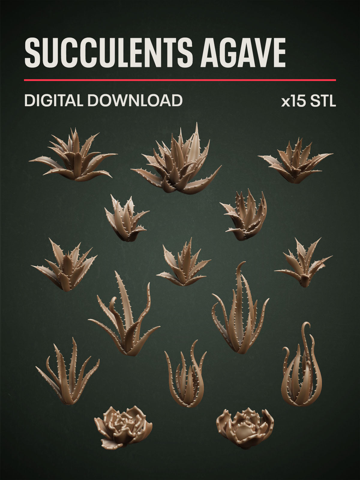 Digital Download - Succulents Agave STL