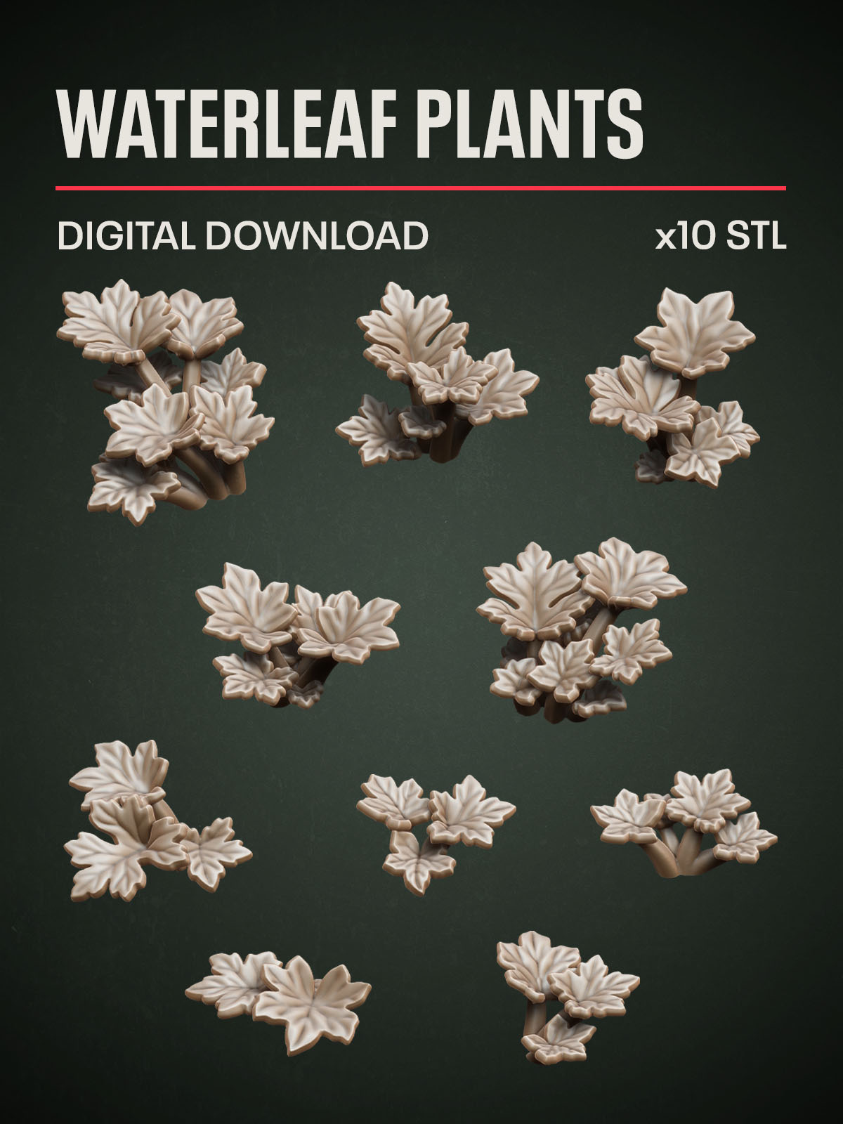 Digital Download - Waterleaf Plants STL