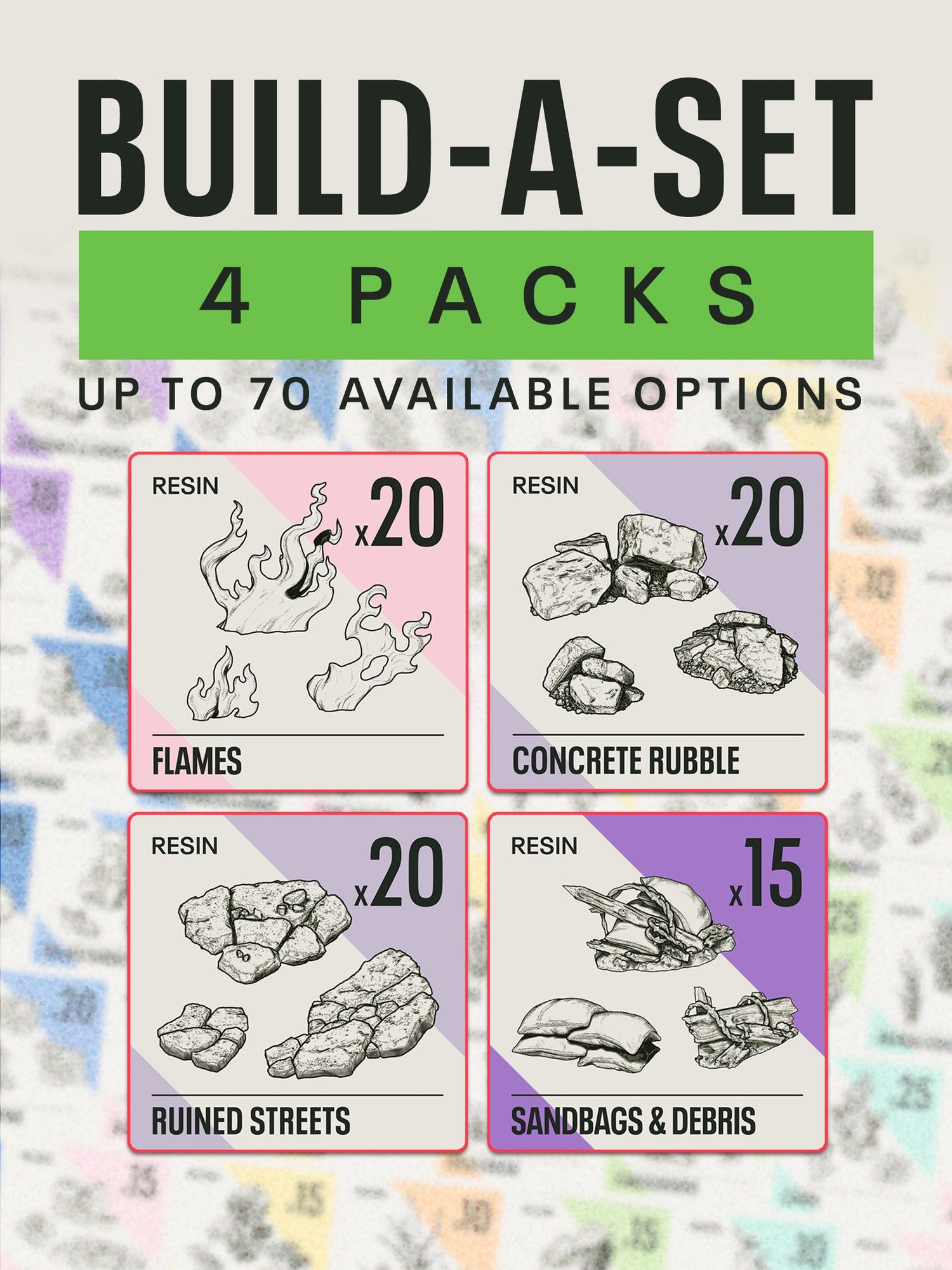 BUILD - A - SET (4 PACK) - Resin Miniature Basing - Epic Basing
