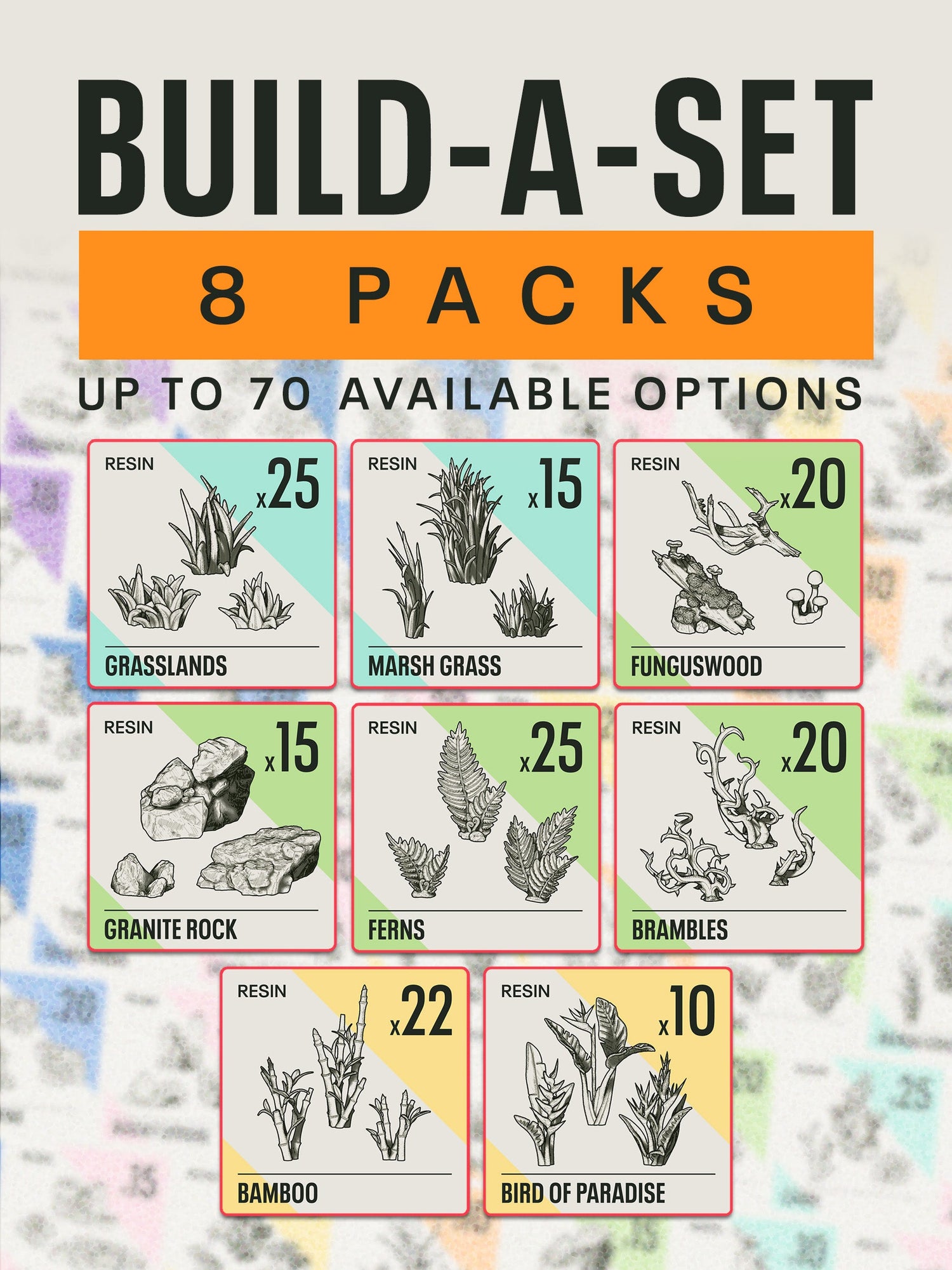 BUILD - A - SET (8 PACK) - Resin Miniature Basing - Epic Basing