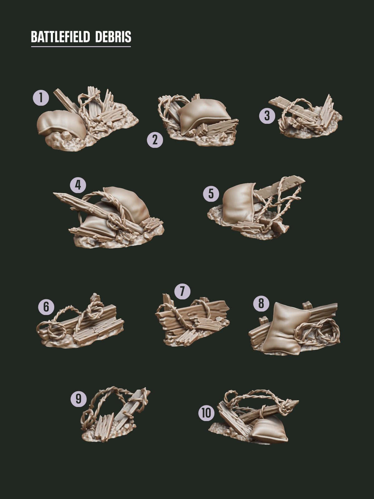 Digital Download - Battlefield Debris STL - Epic Basing