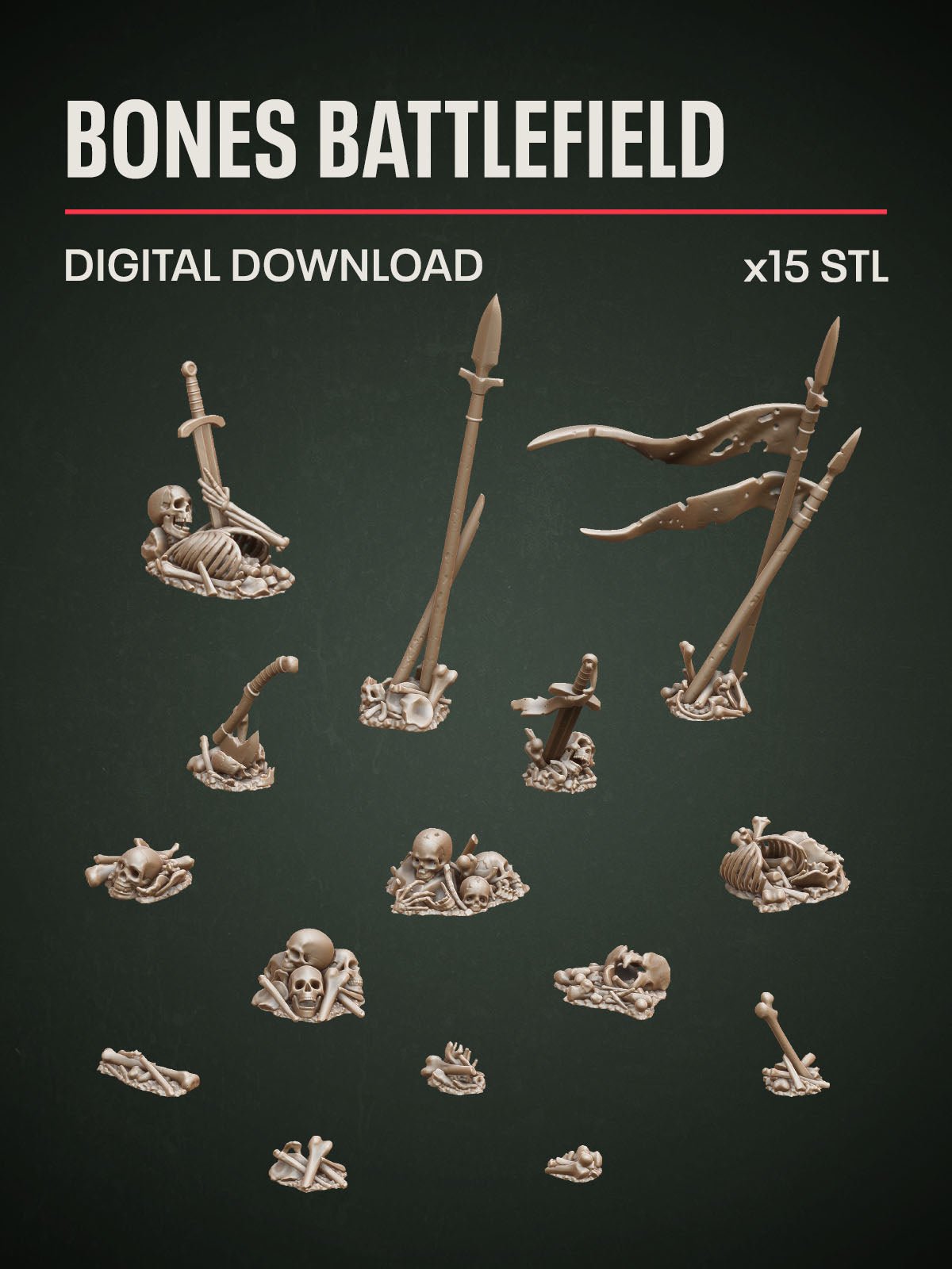 Digital Download - Bones Battlefield STL - Epic Basing