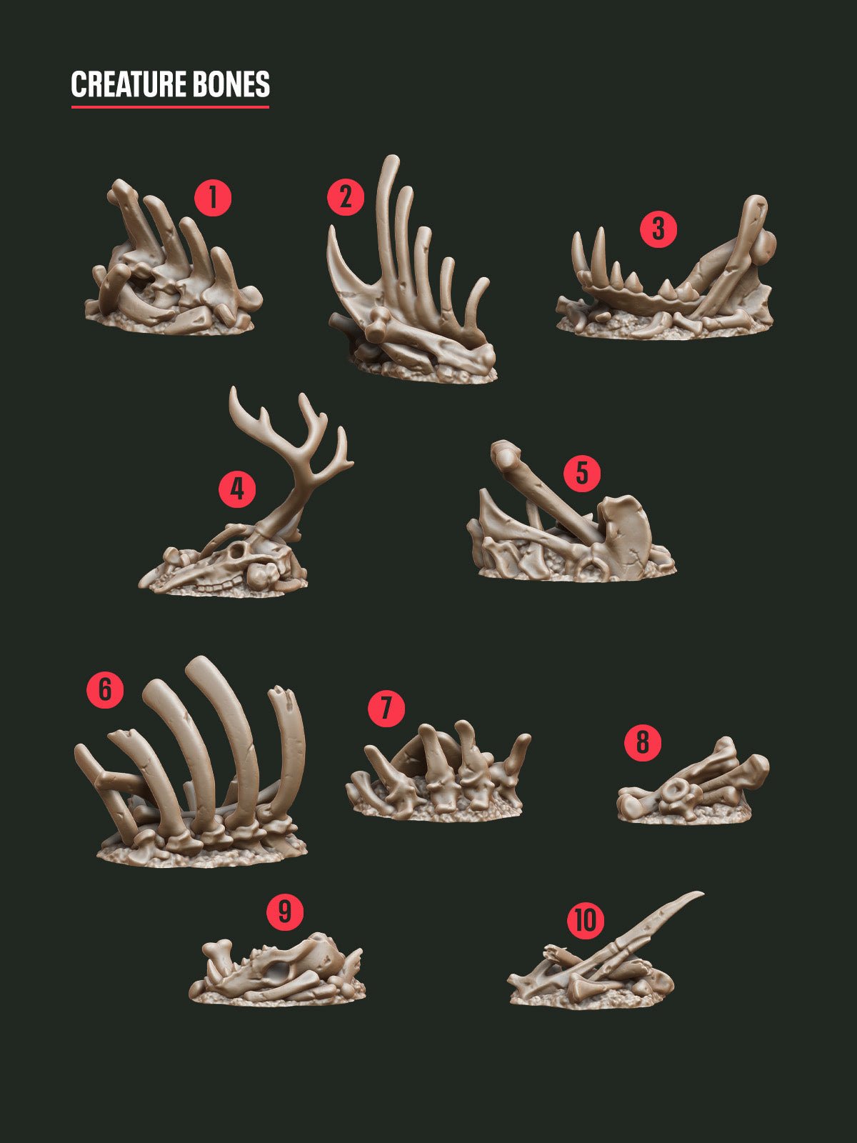Digital Download - Bones Creature STL - Epic Basing