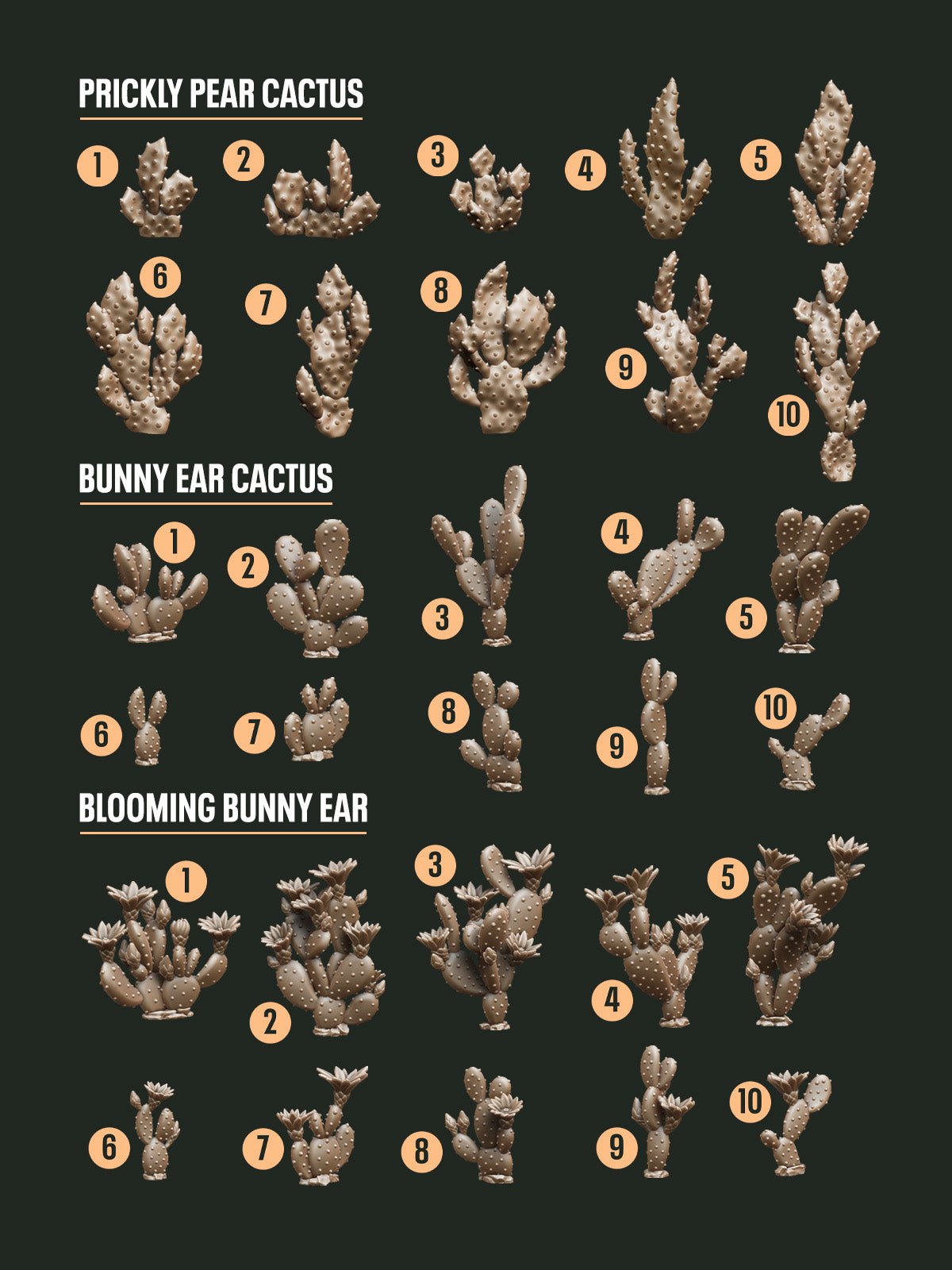 Digital Download - Cactus Bunny Ear STL - Epic Basing