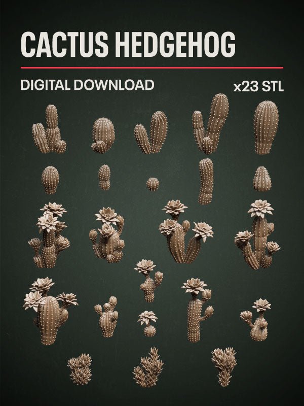 Digital Download - Cactus Hedgehog STL - Epic Basing