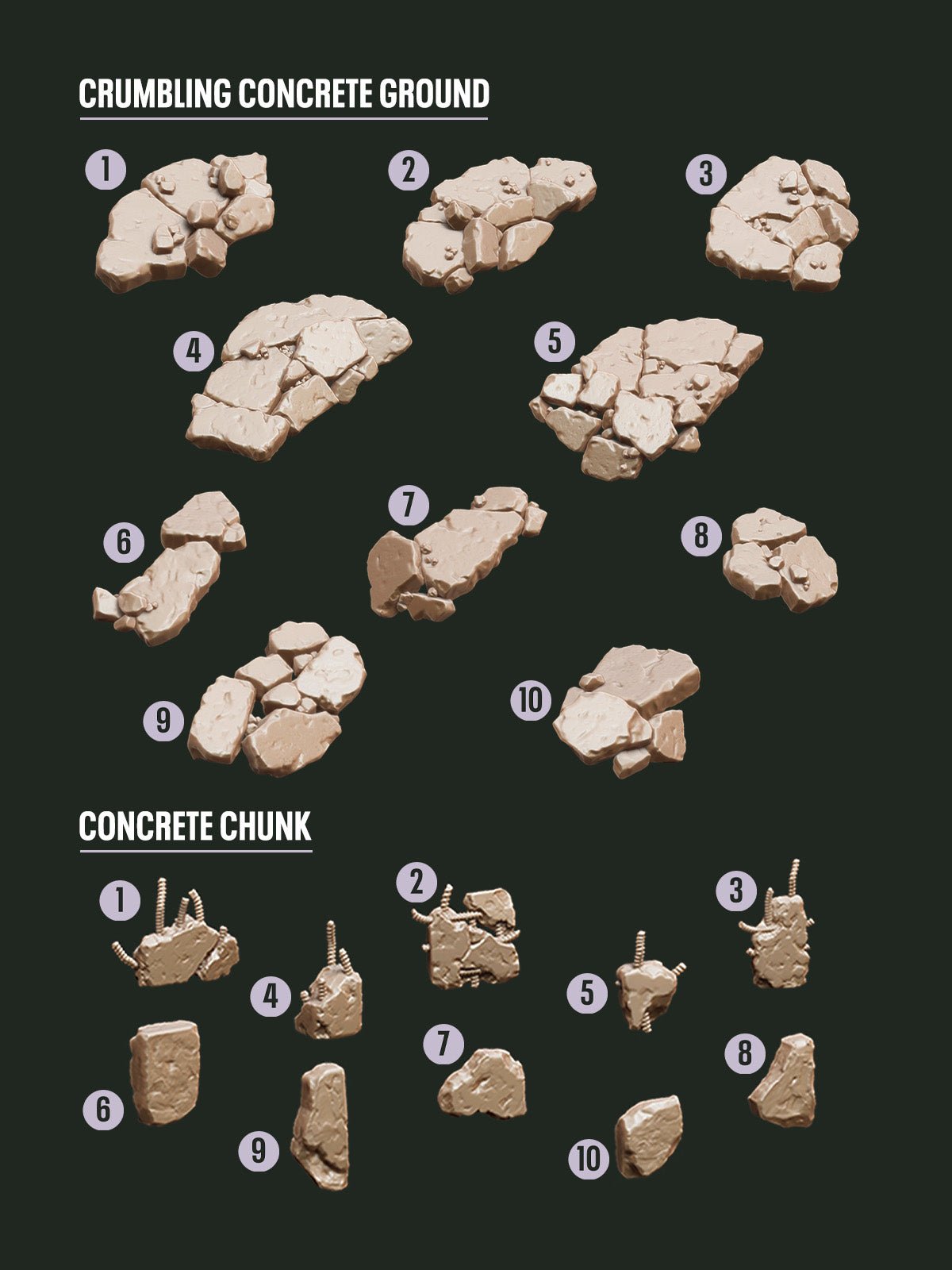 Digital Download - Concrete Crumbling STL - Epic Basing