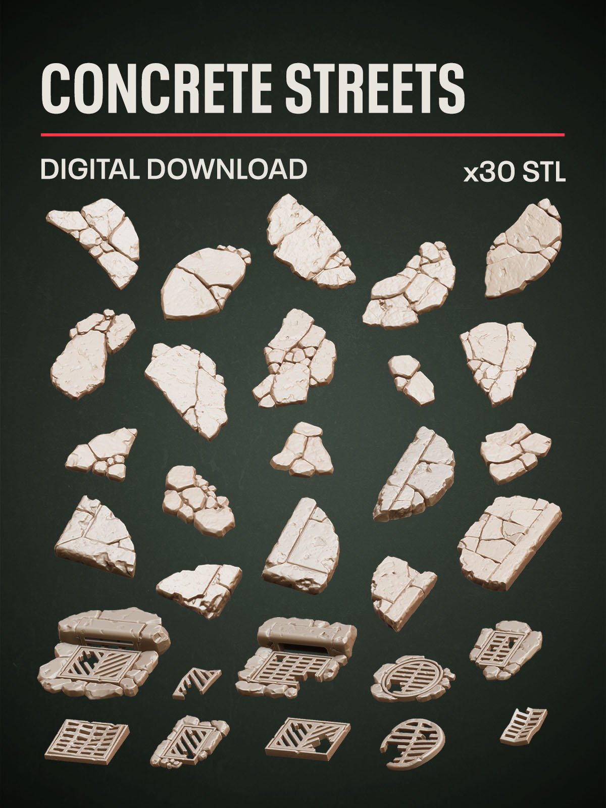 Digital Download - Concrete Streets STL - Epic Basing