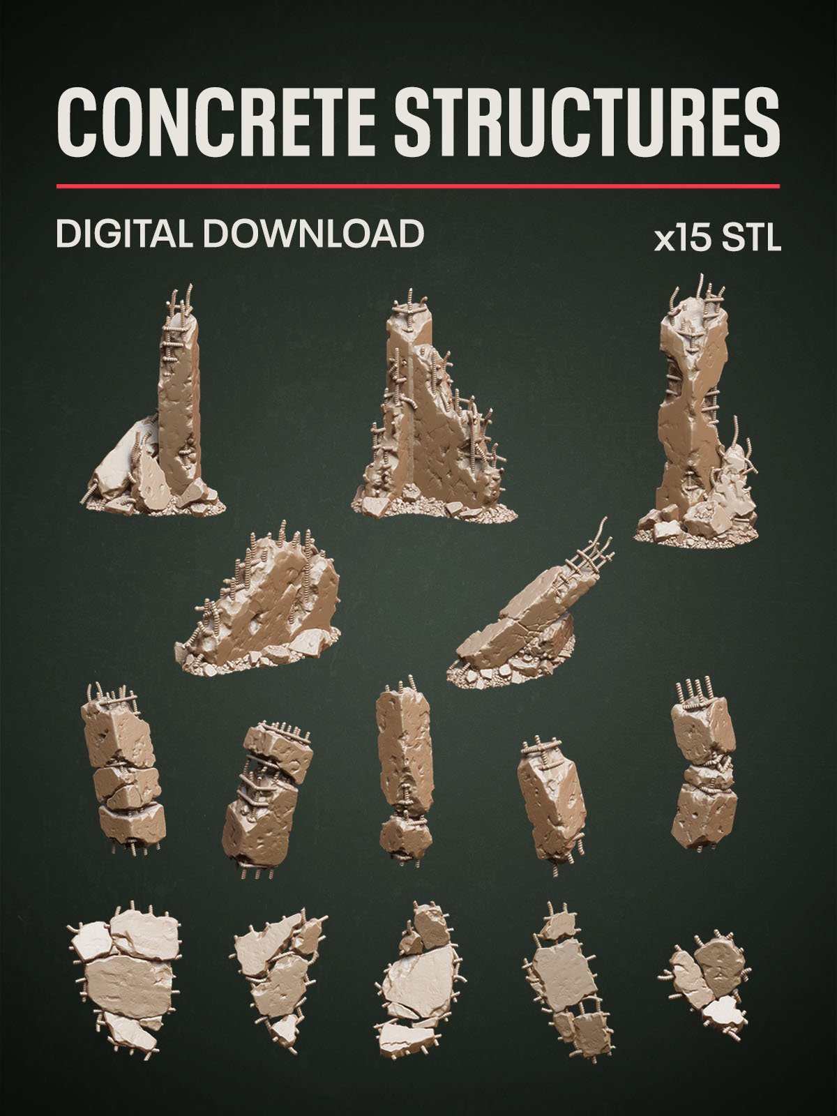Digital Download - Concrete Structures STL - Epic Basing