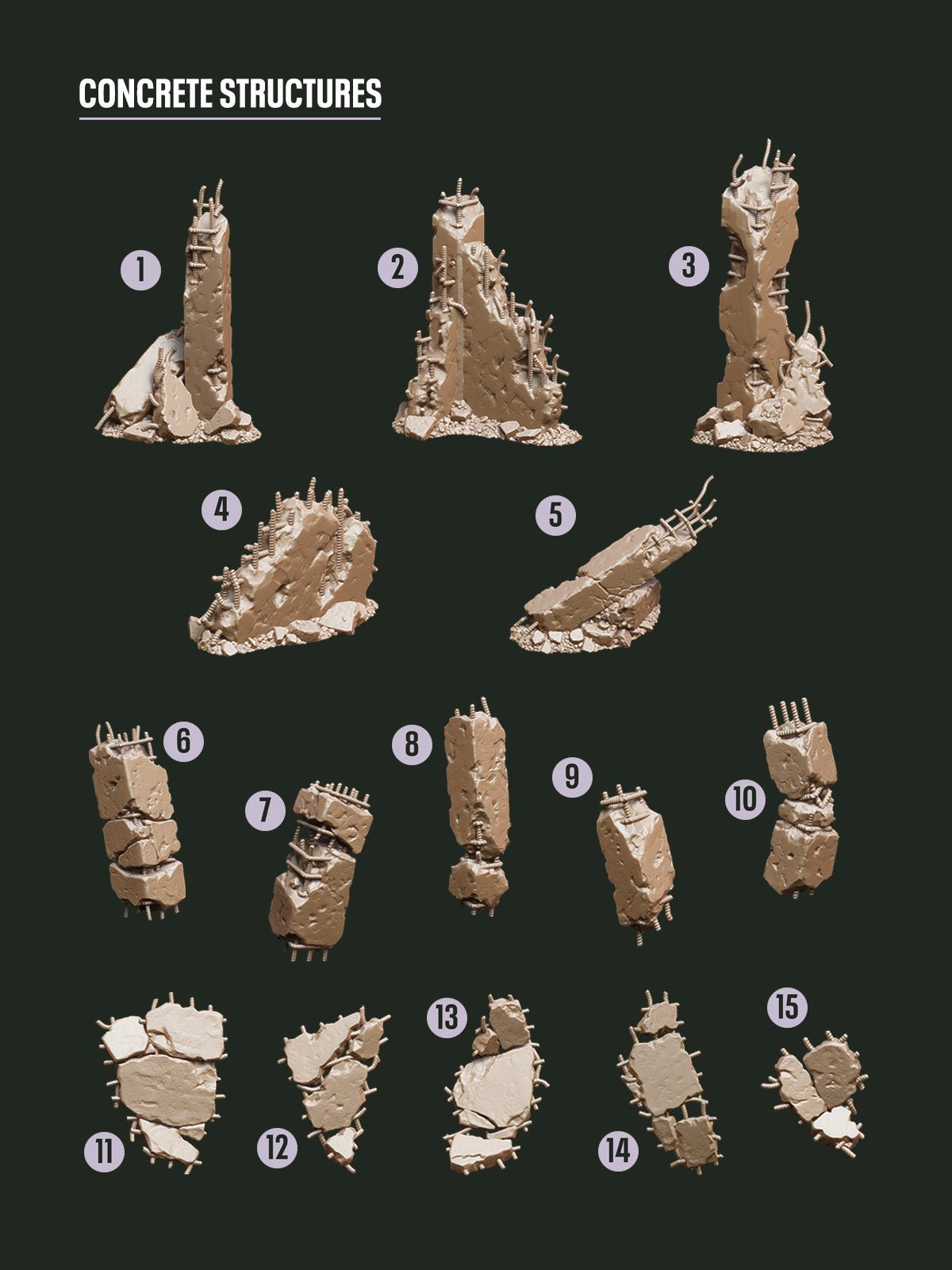 Digital Download - Concrete Structures STL - Epic Basing