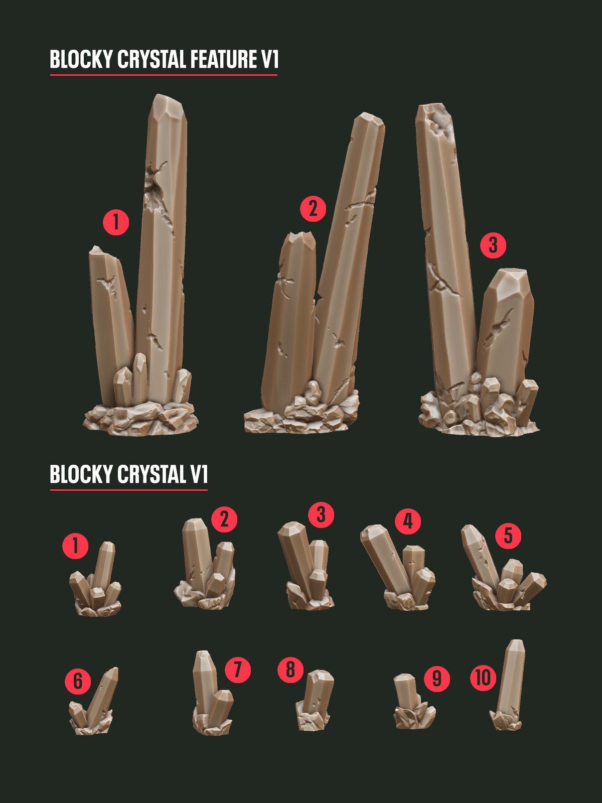 Digital Download - Crystal Blocky STL - Epic Basing