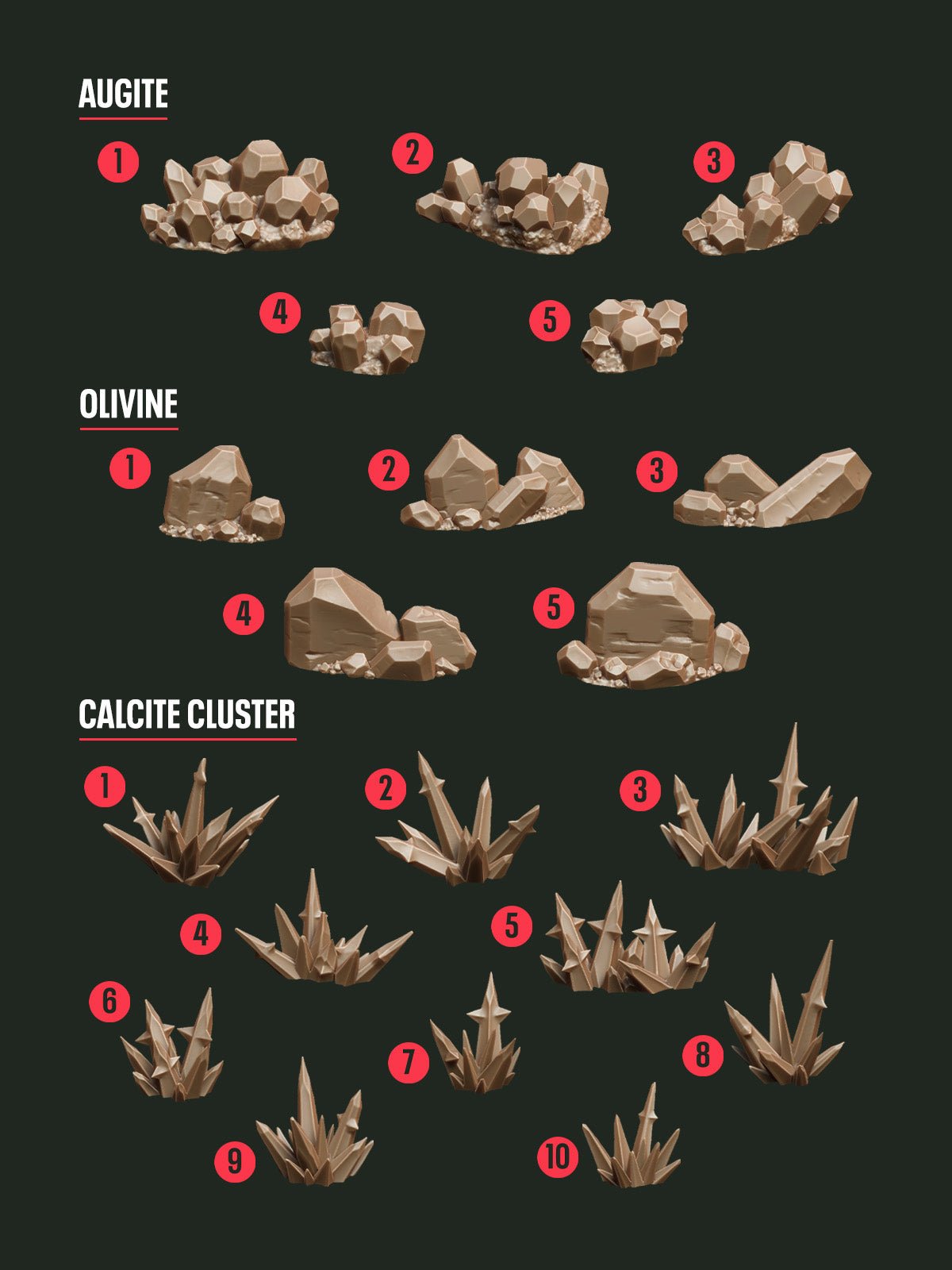 Digital Download - Crystal Minerals STL - Epic Basing