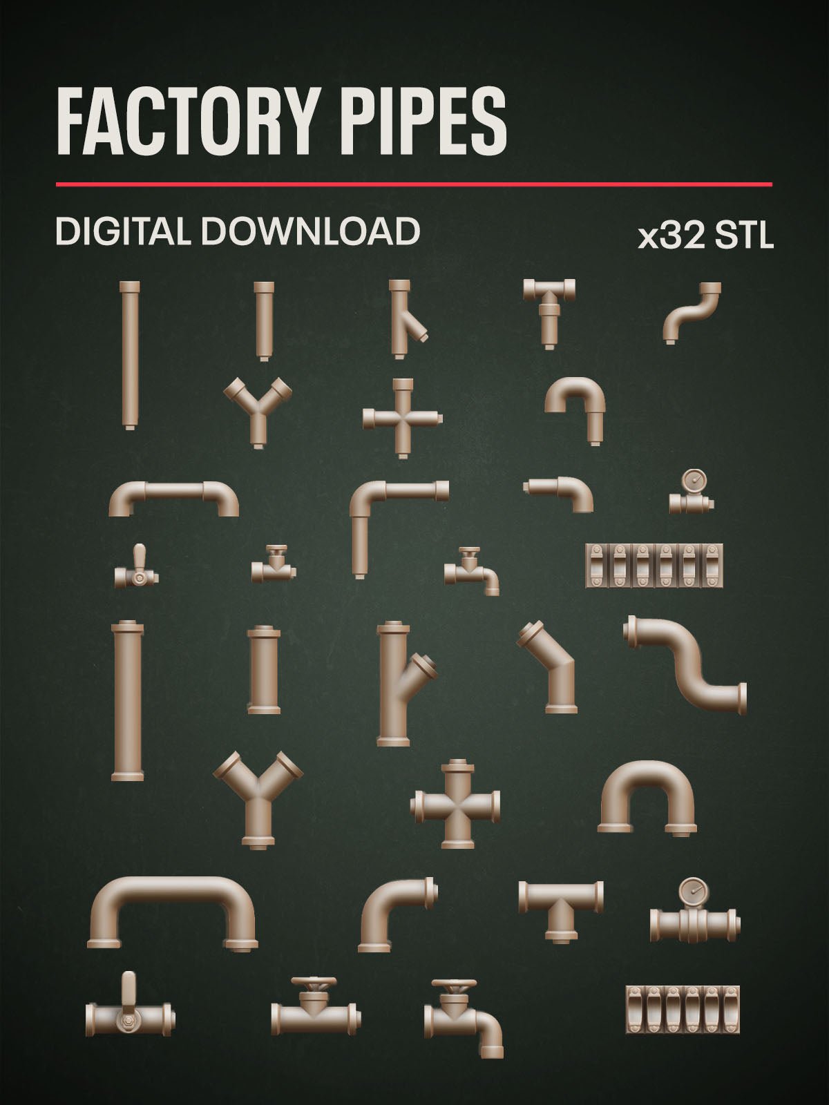 Digital Download - Factory Pipes STL - Epic Basing
