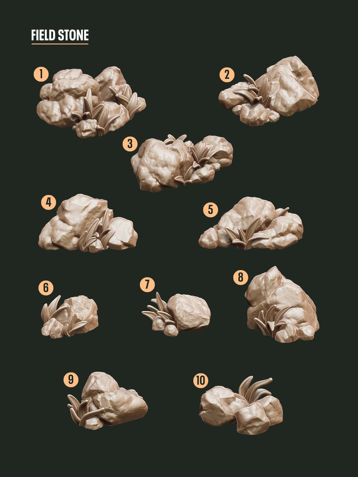 Digital Download - Field Stone Tufts STL - Epic Basing