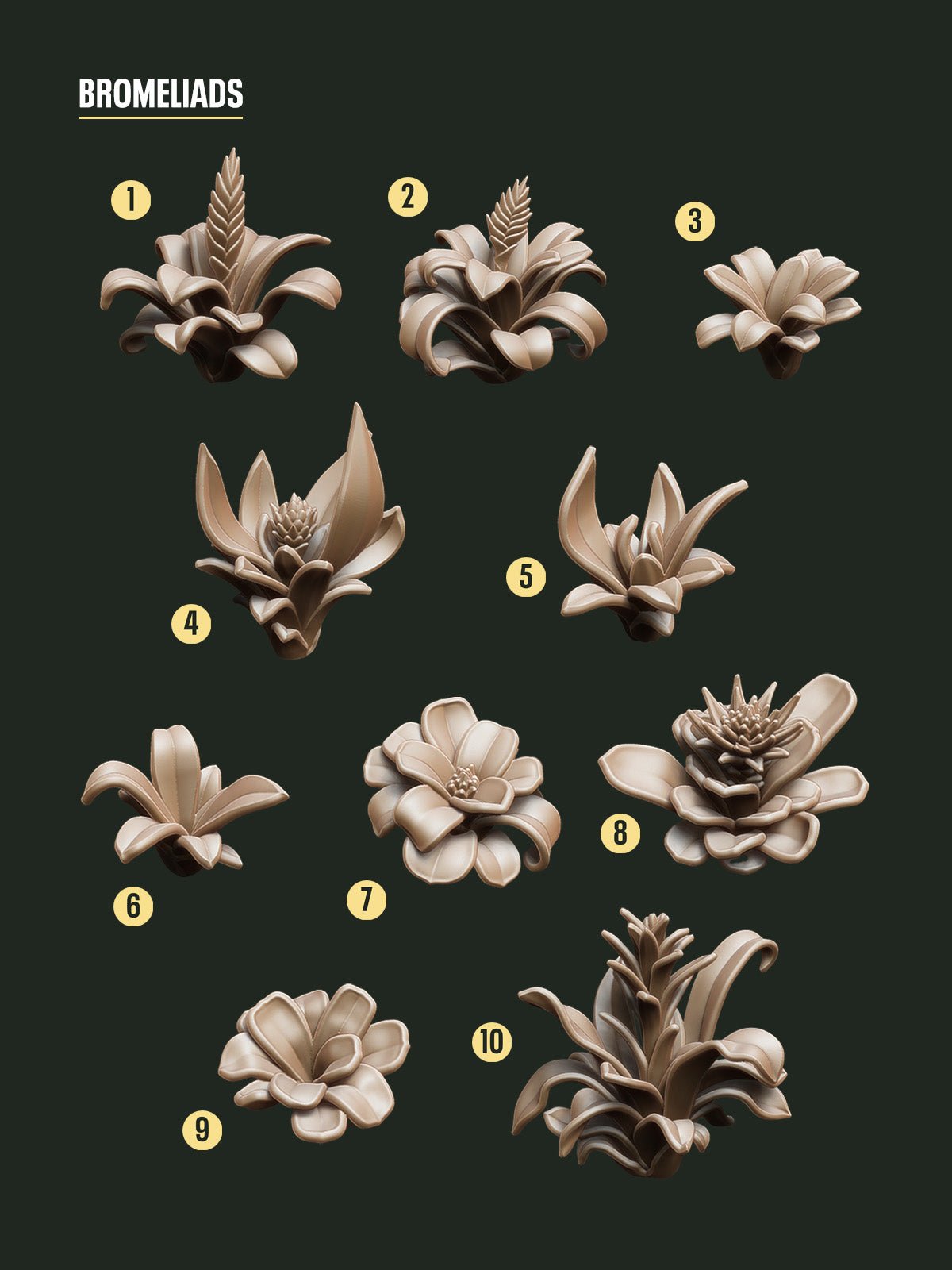 Digital Download - Flowers Bromeliads STL - Epic Basing