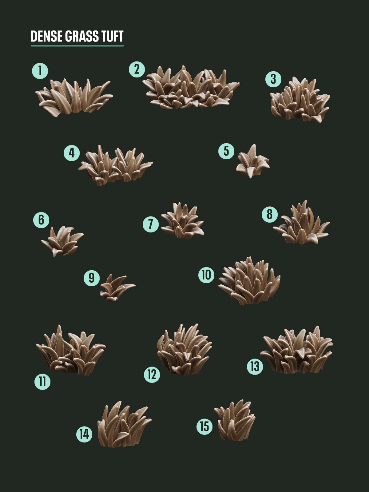 Digital Download - Grass Tufts Dense STL - Epic Basing