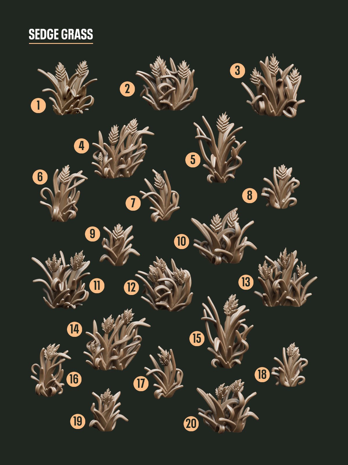 Digital Download - Grass Tufts Sedge STL - Epic Basing