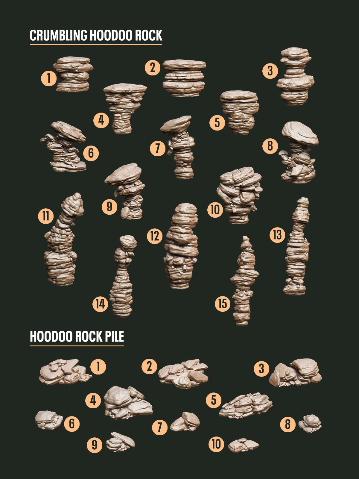Digital Download - Hoodoo Crumbling STL - Epic Basing