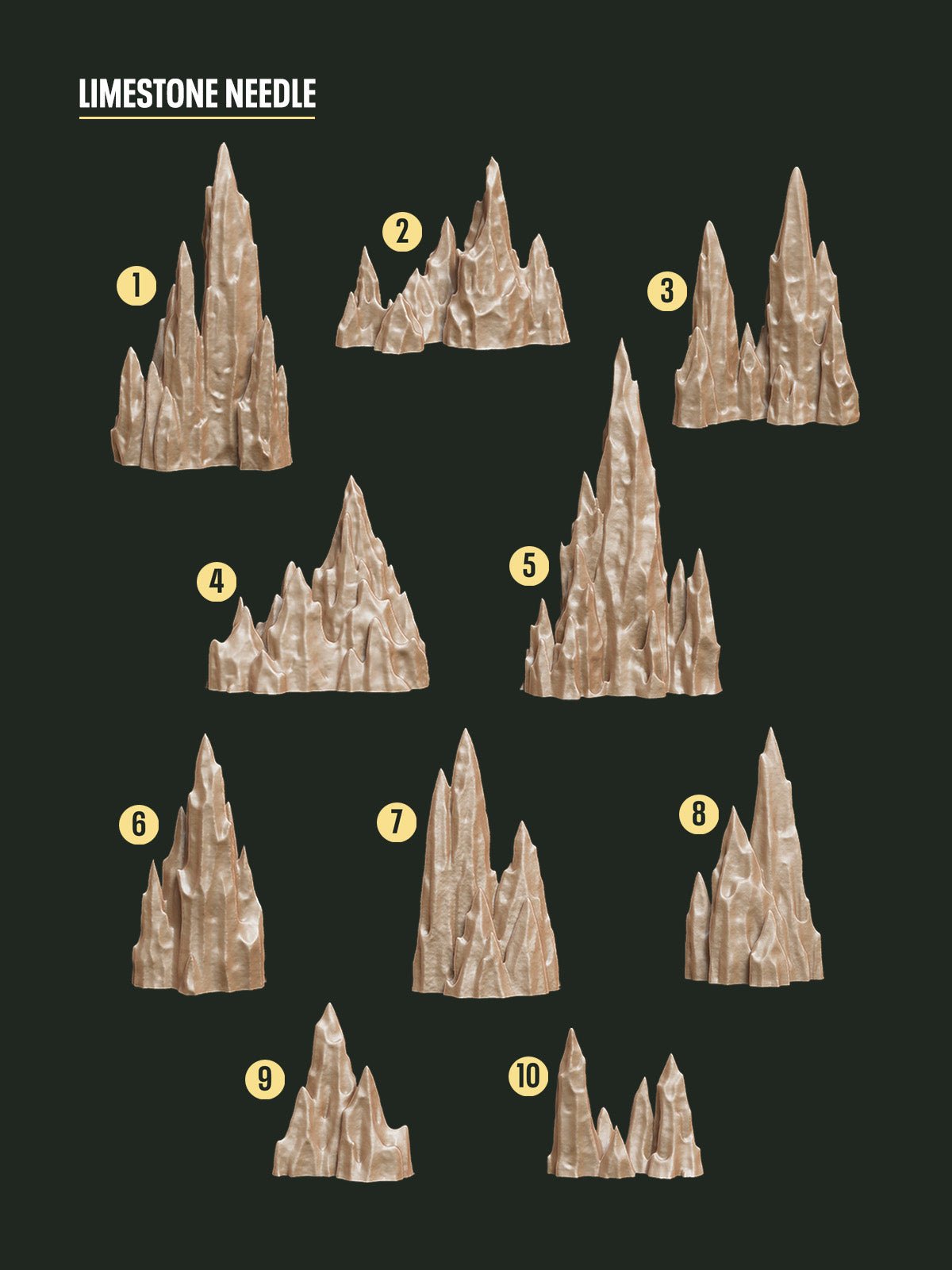 Digital Download - Limestone Needles STL - Epic Basing