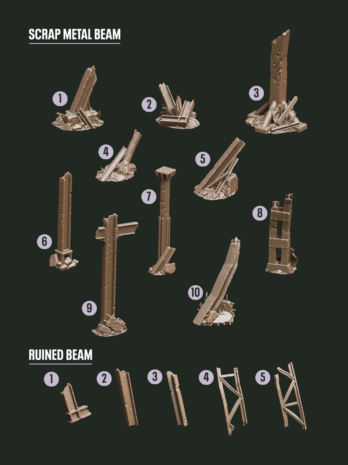 Digital Download - Scrapyard Beams STL - Epic Basing