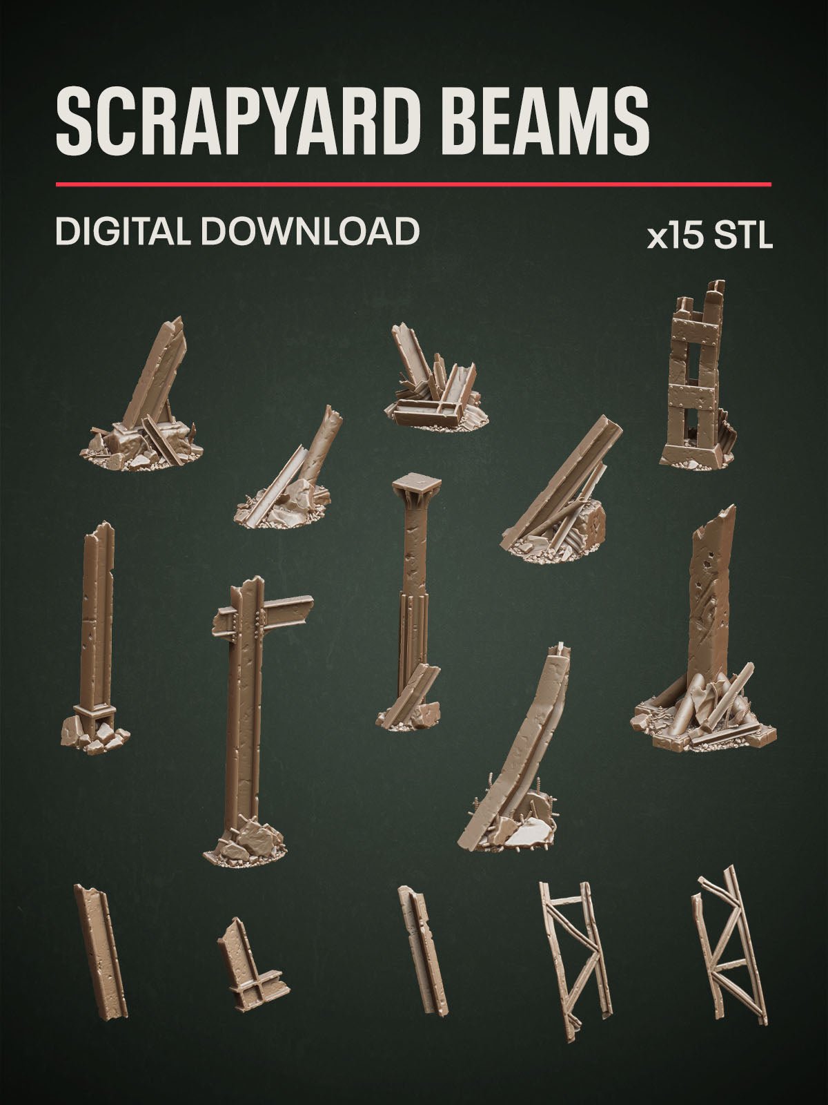 Digital Download - Scrapyard Beams STL - Epic Basing