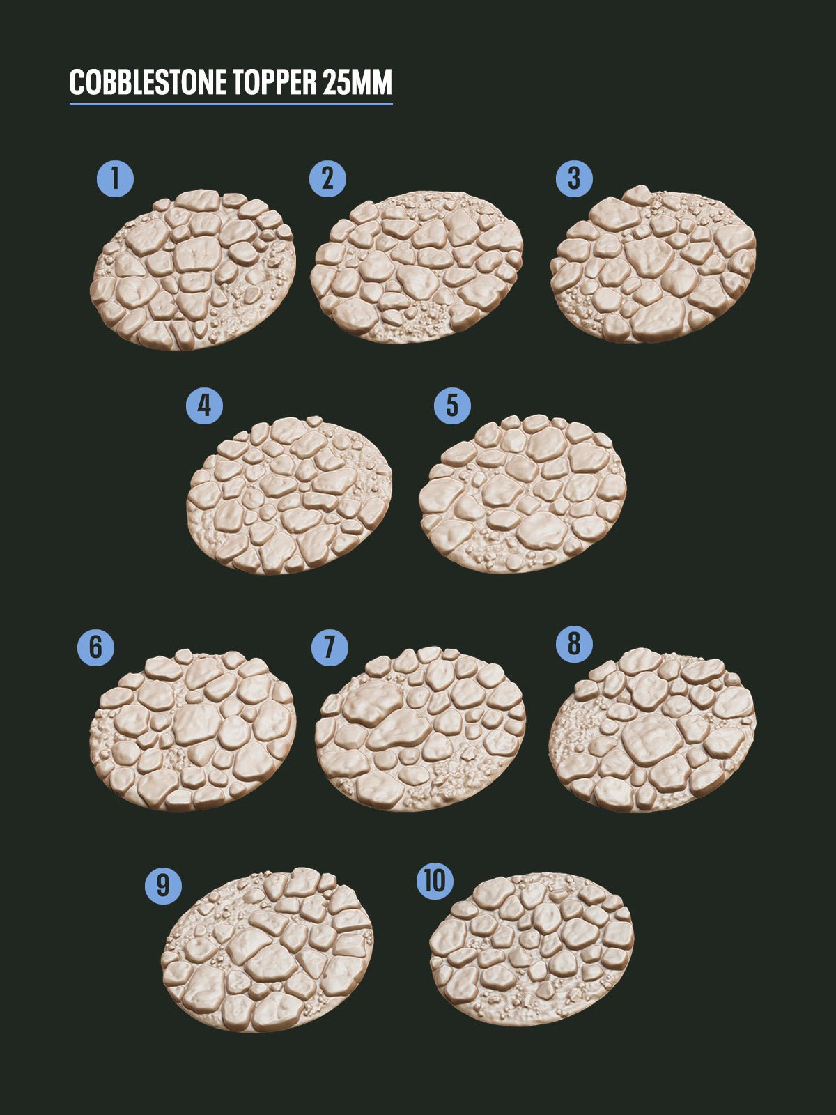Digital Download - Village Cobblestone Toppers STL - Epic Basing