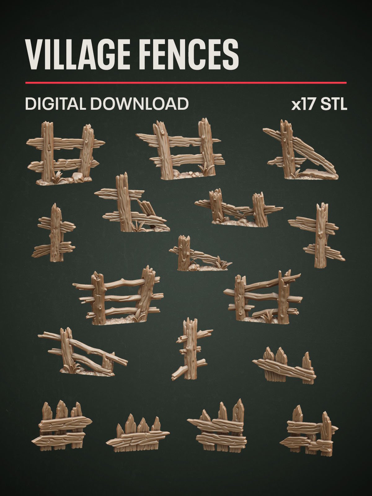 Digital Download - Village Fences STL - Epic Basing