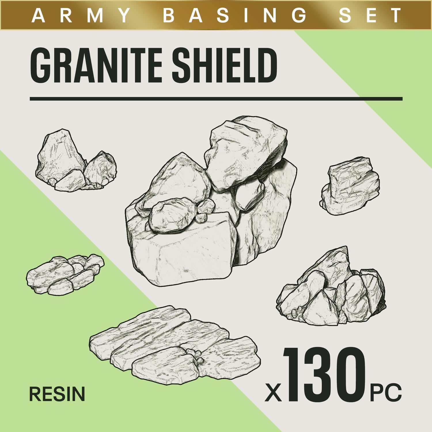 GRANITE SHIELD - Resin Miniature Basing Set (130pc) - Epic Basing