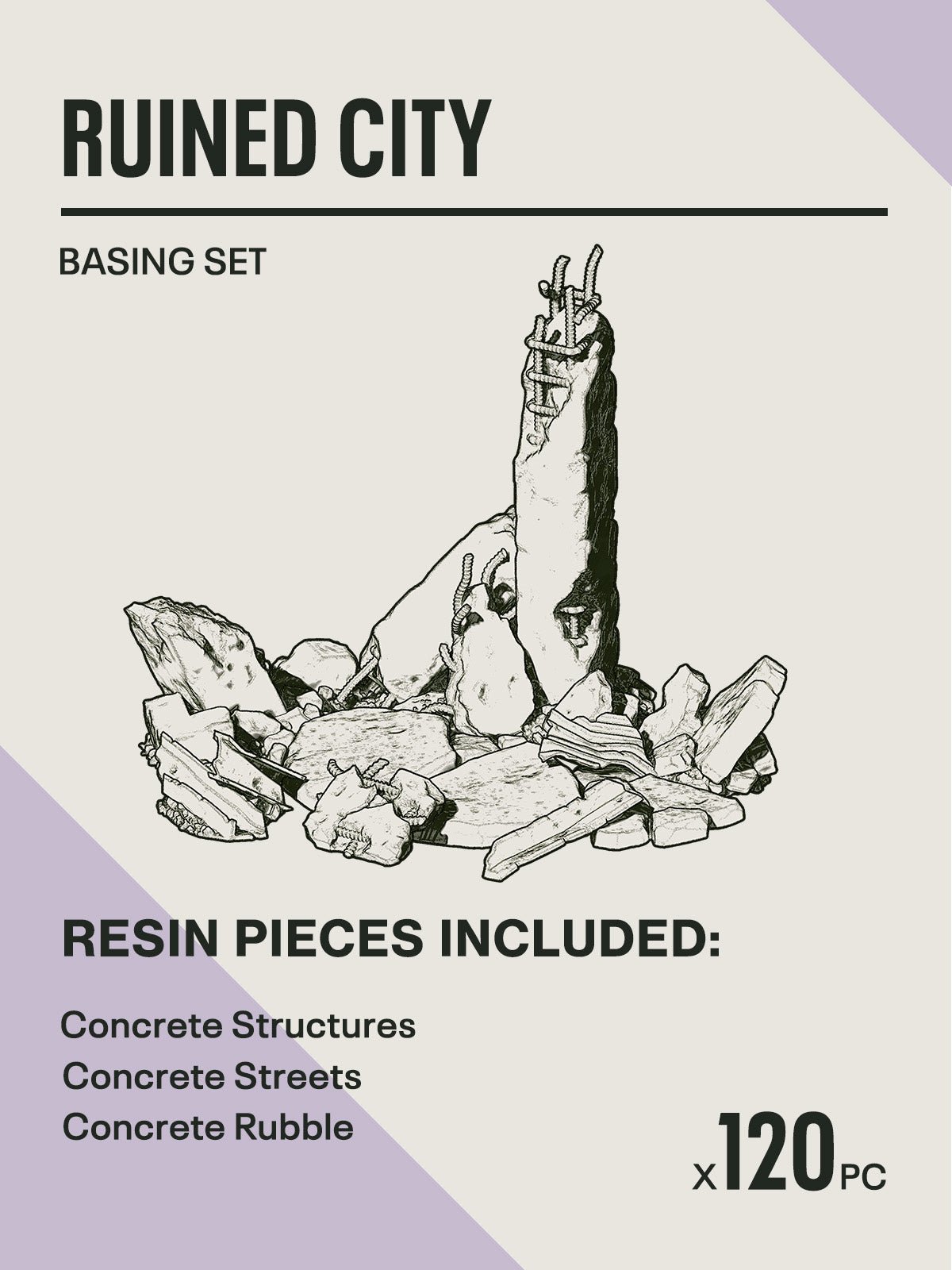RUINED CITY - Resin Miniature Basing Set (120pc) - Epic Basing
