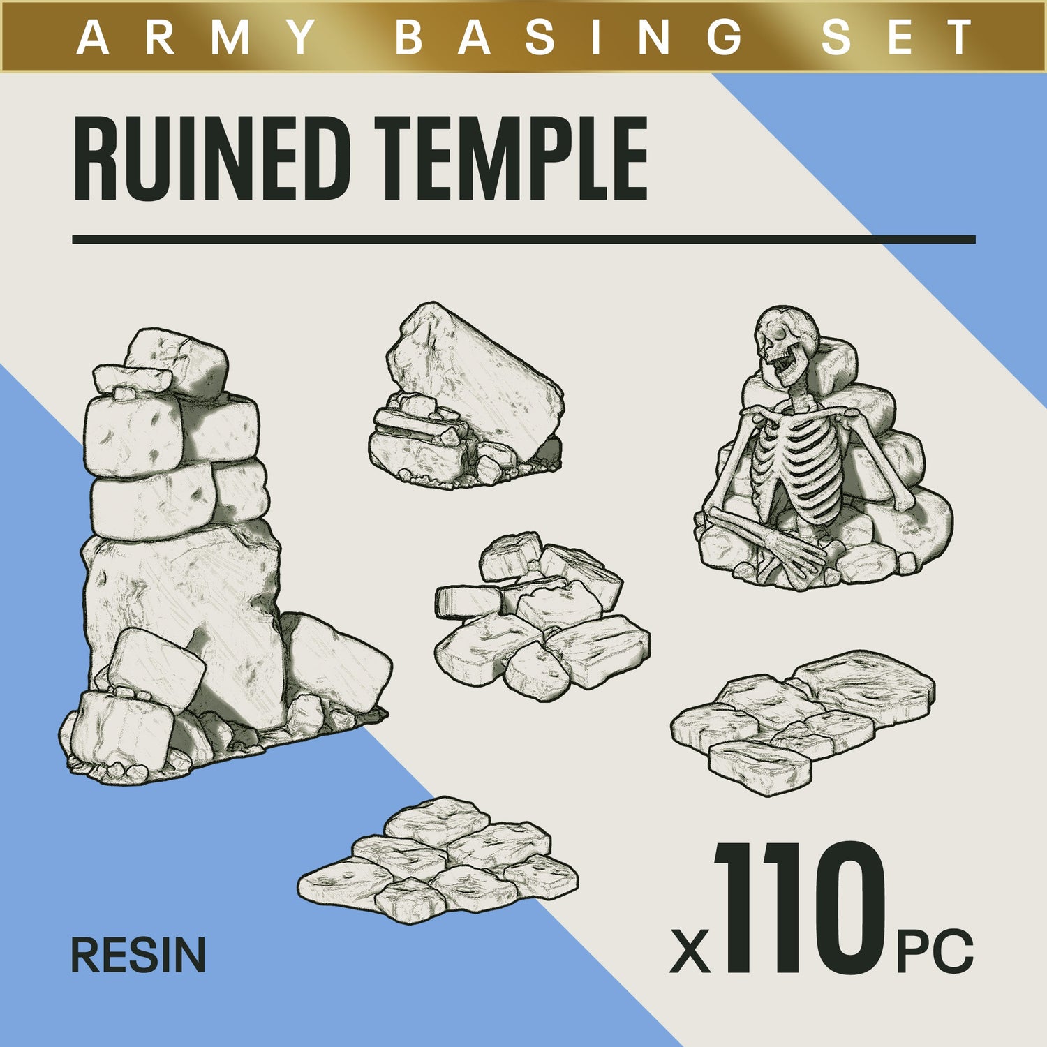 RUINED TEMPLE - Resin Miniature Basing Set (110pc) - Epic Basing