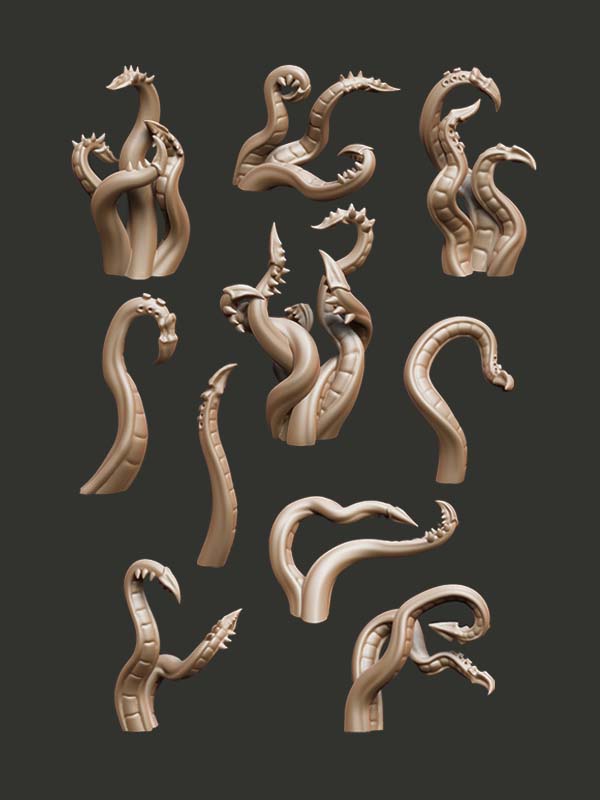 Barbed Tentacles - Digital STL Pack - Epic Basing