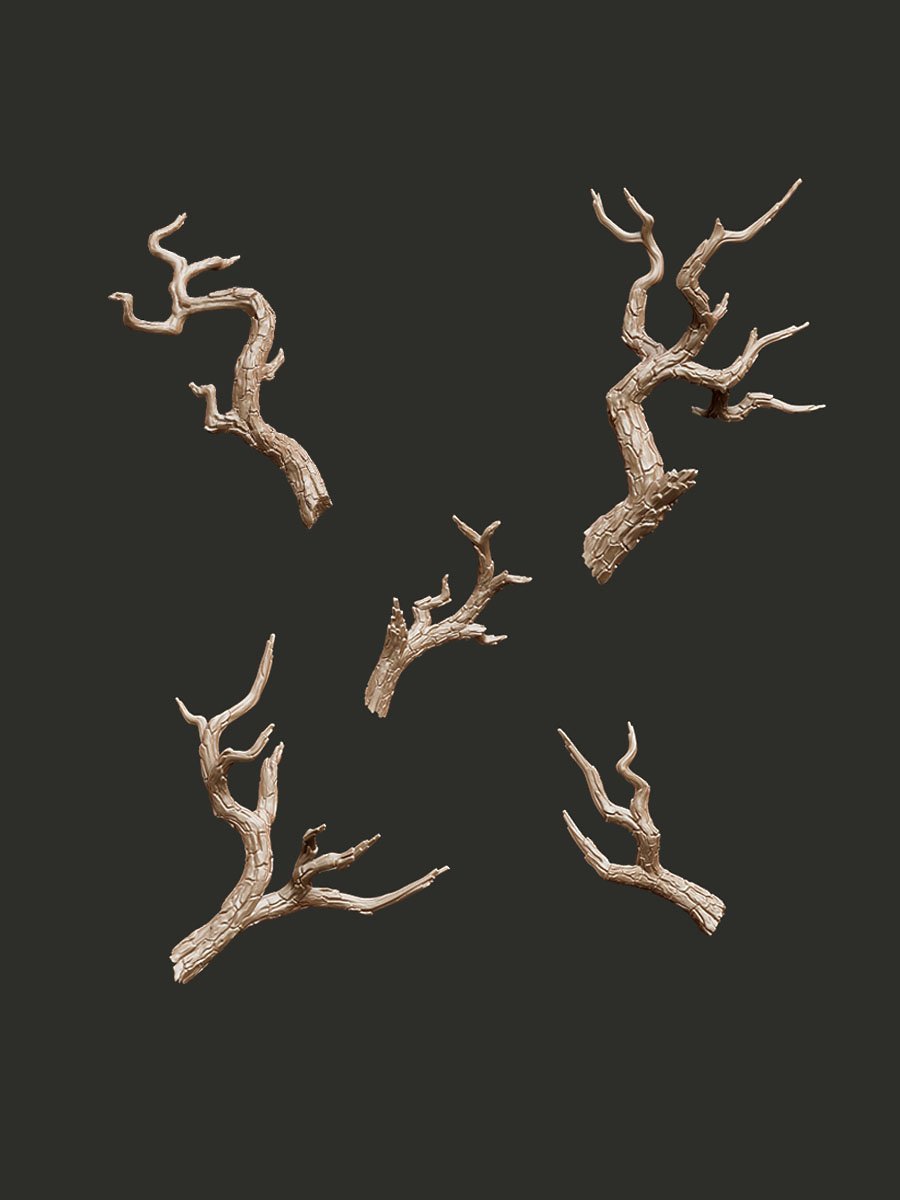 Bark Tree Branches - Digital STL Pack - Epic Basing