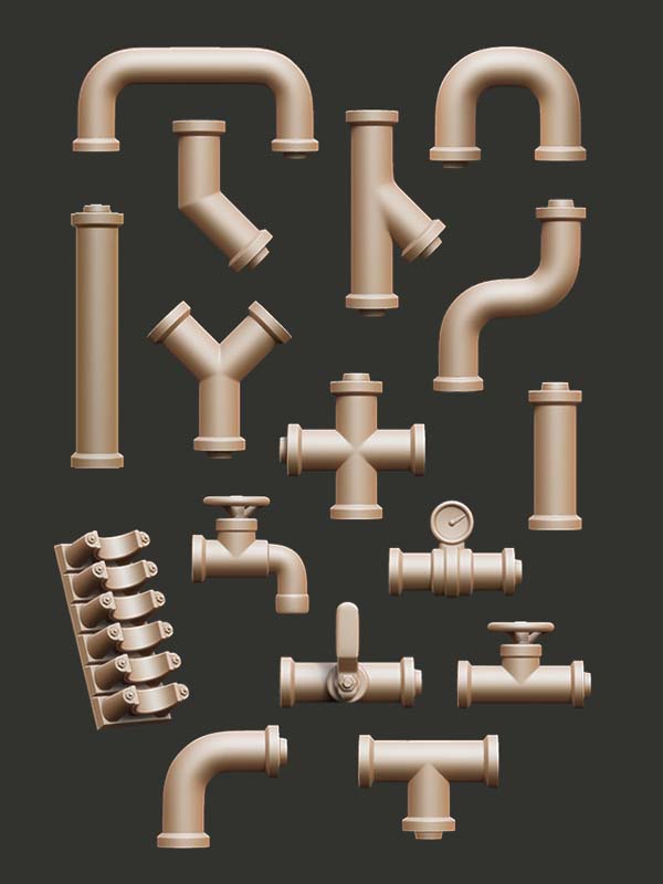 Industrial Pipes - Digital STL Pack - Epic Basing