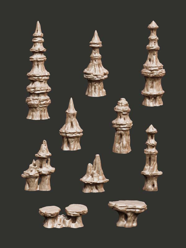 Infested Spires - Digital STL Pack - Epic Basing