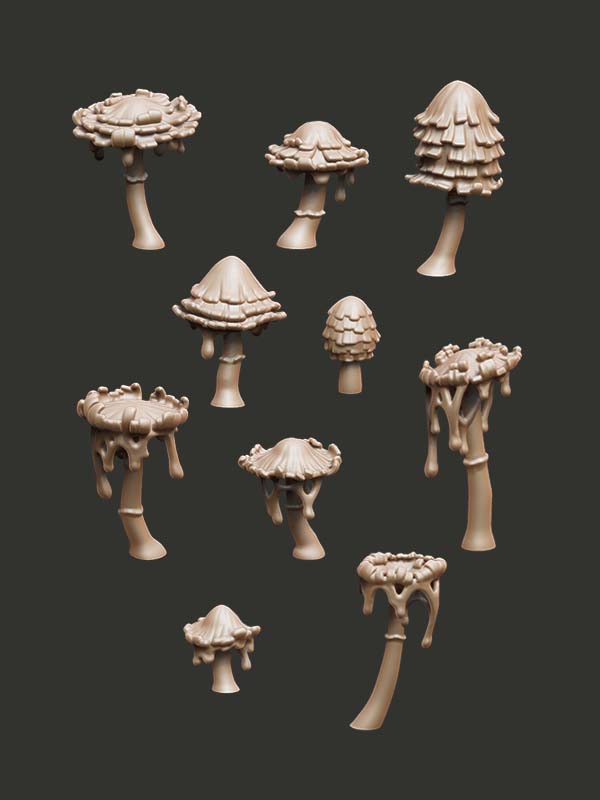 Oozing Mushrooms - Digital STL Pack - Epic Basing