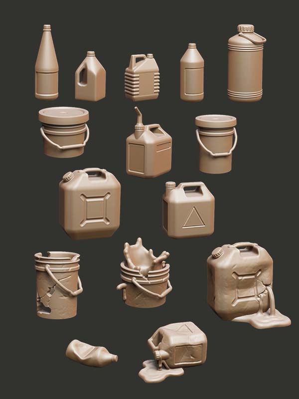 Plastic Jugs & Pails - Digital STL Pack - Epic Basing