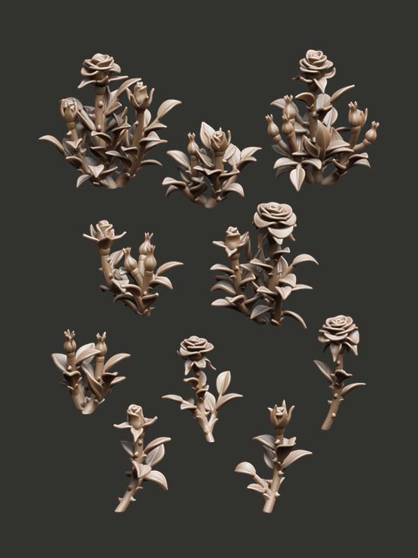 Rosebushes - Digital STL Pack - Epic Basing