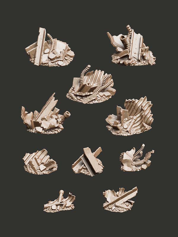 Scrap Metal Piles - Digital STL Pack - Epic Basing