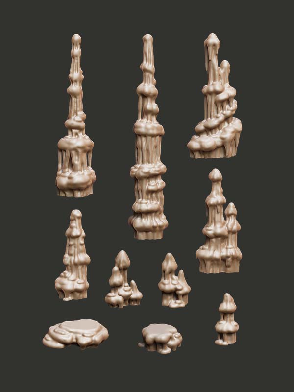 Stalagmites & Stalactites - Digital STL Pack - Epic Basing