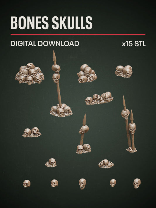 Digital Download - Bones Skulls STL
