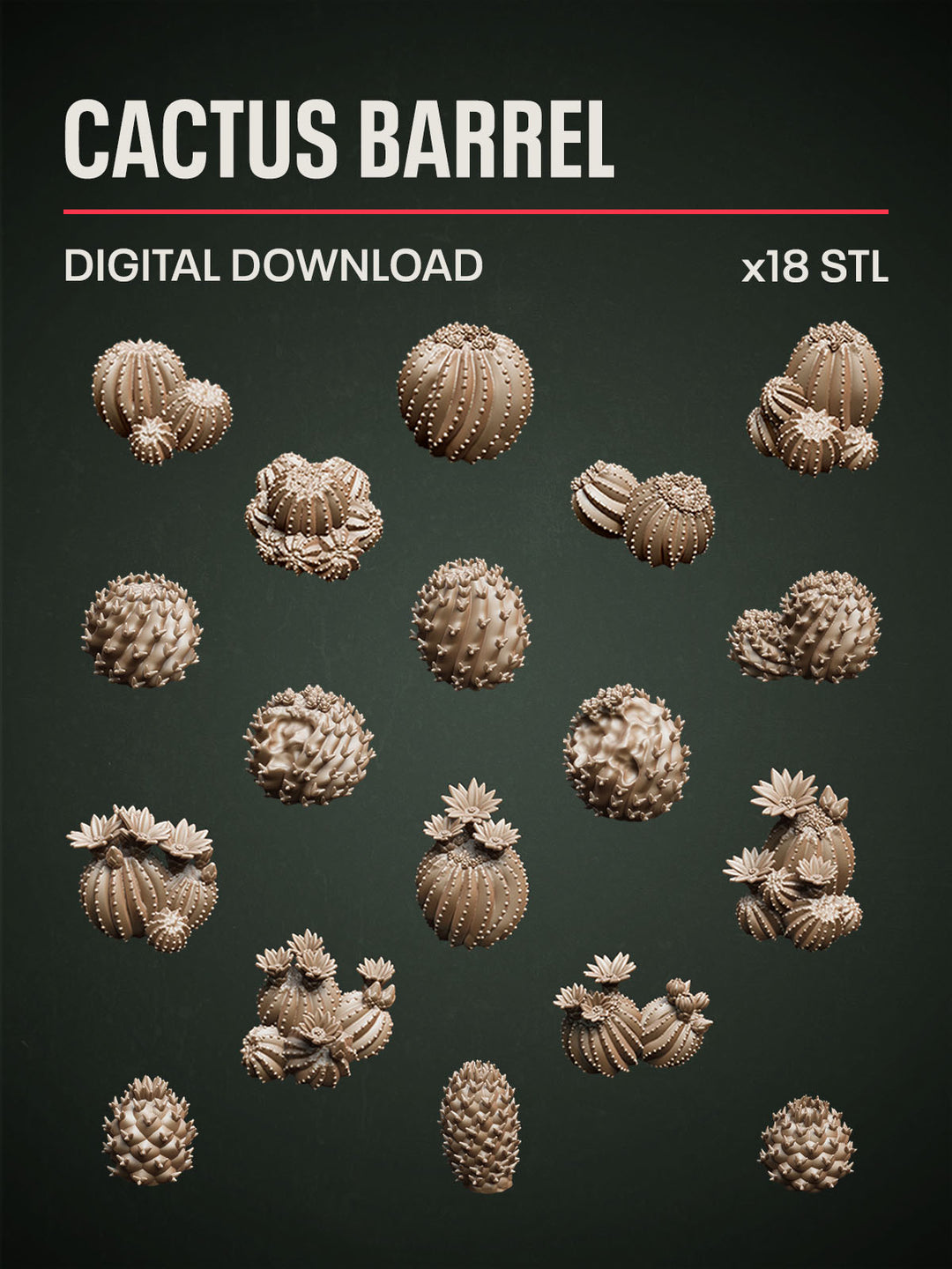 Digital Download - Cactus Barrel STL – Epic Basing