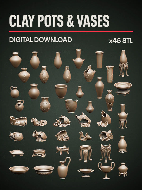 Digital Download - Clay Pots & Vases STL