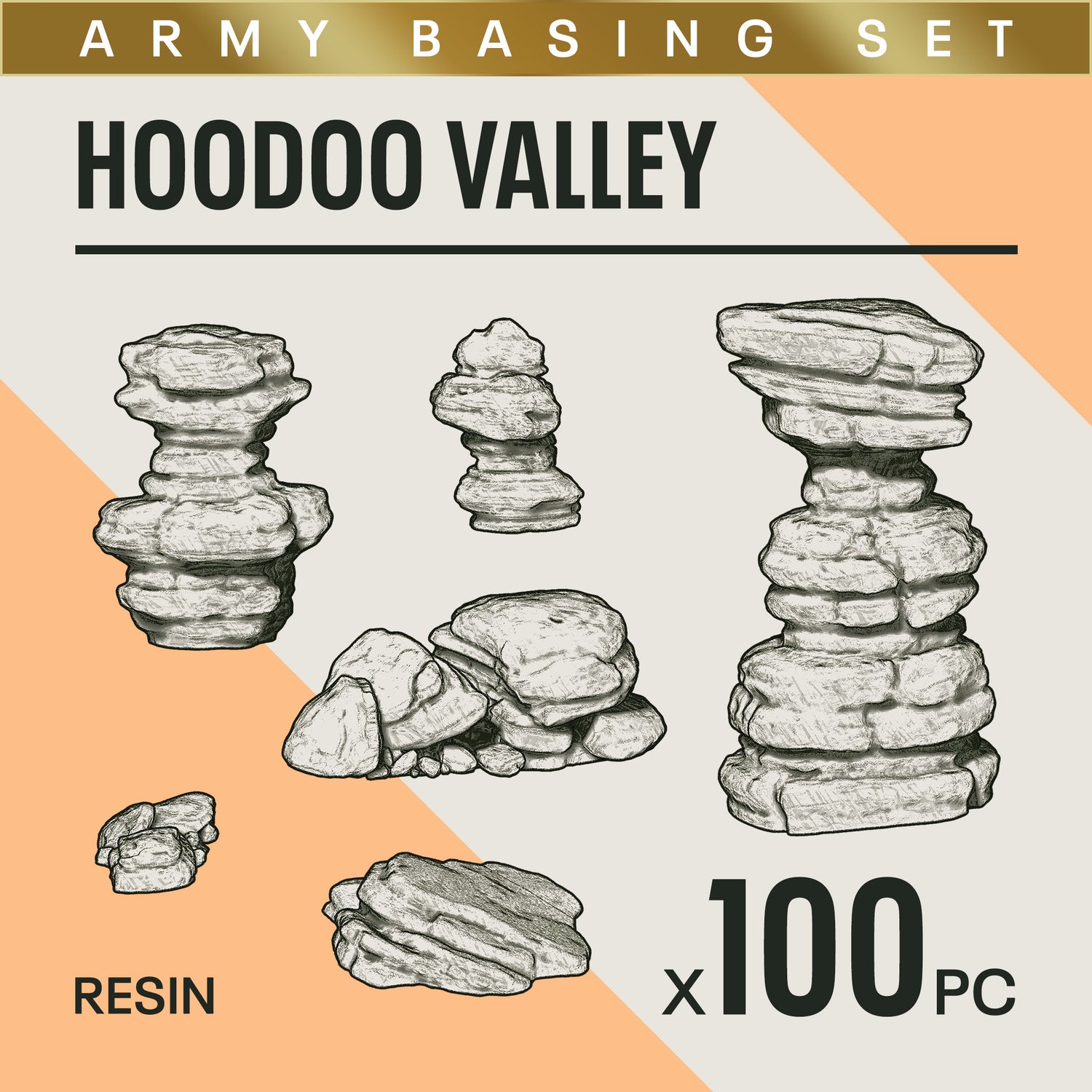 HOODOO VALLEY - Resin Miniature Basing Set (100pc)