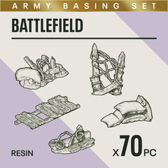 BATTLEFIELD - Resin Miniature Basing Set (70pc) - Epic Basing