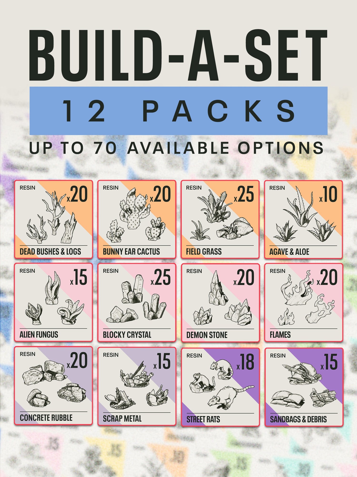 BUILD - A - SET (12 PACK) - Resin Miniature Basing - Epic Basing
