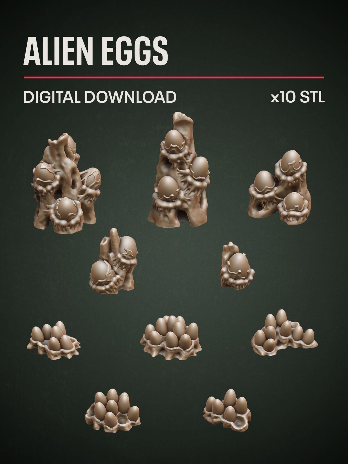 Digital Download - Alien Eggs STL - Epic Basing