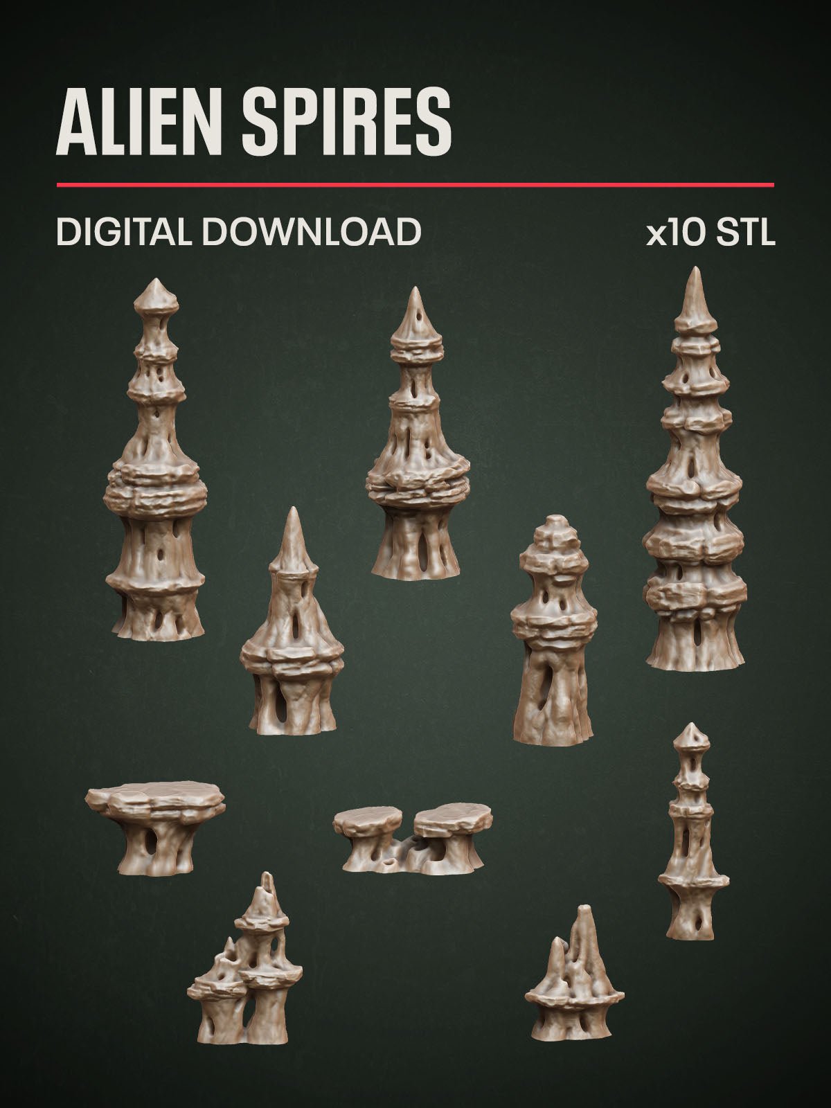 Digital Download - Alien Spires STL - Epic Basing