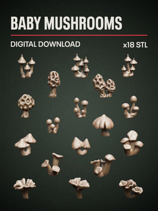 Digital Download - Baby Mushrooms STL - Epic Basing