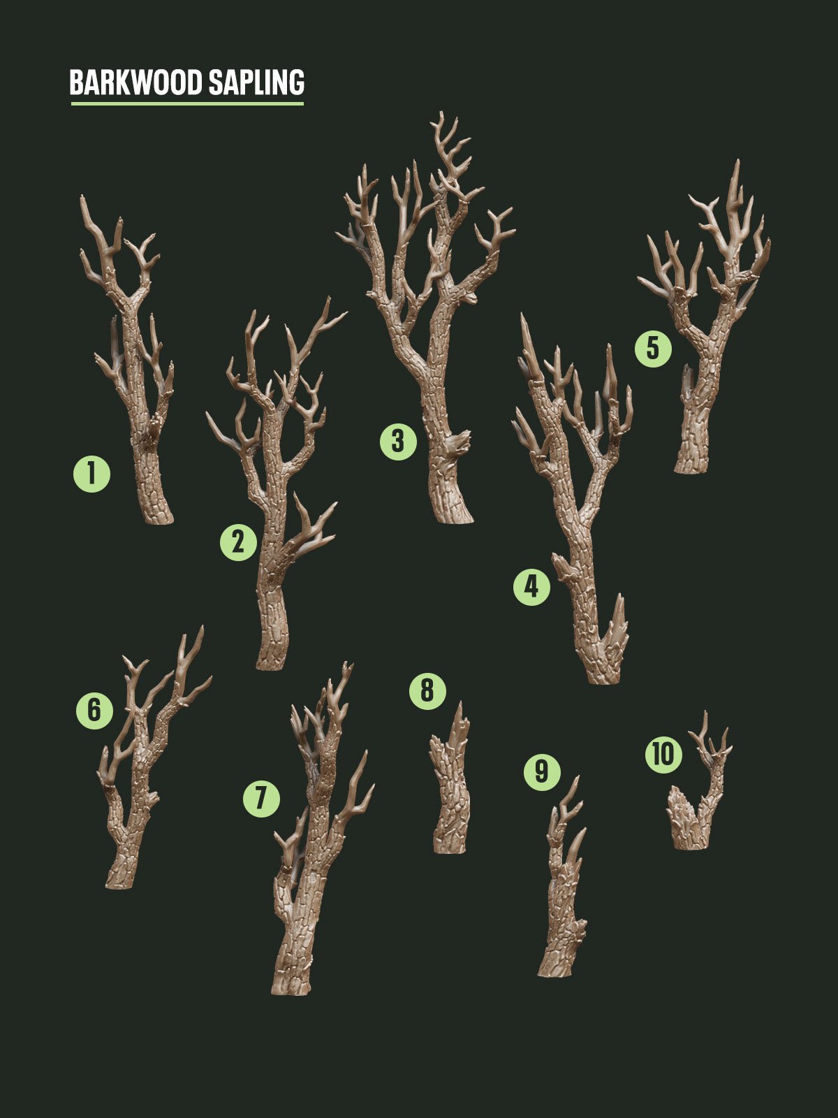 Digital Download - Barkwood Saplings STL - Epic Basing